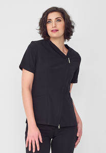 stretch wrinkle free zipper smock, used as spa uniforms, medical uniforms and health care uniforms