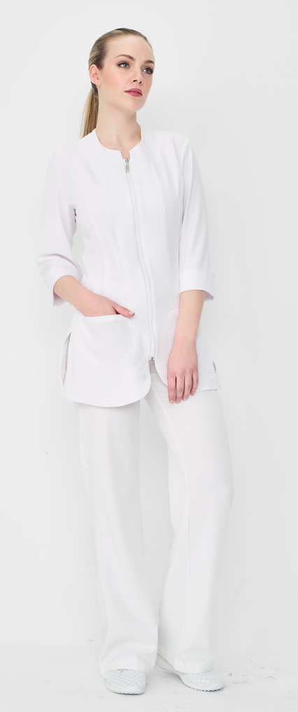wrinkle free stretch mao neck link smock, used as spa uniforms, medical uniforms and health care uniforms