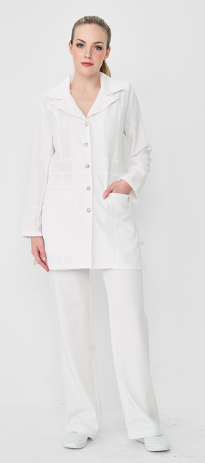 stretch wrinkle free blazer smock, used as spa uniforms, medical uniforms and health care uniforms